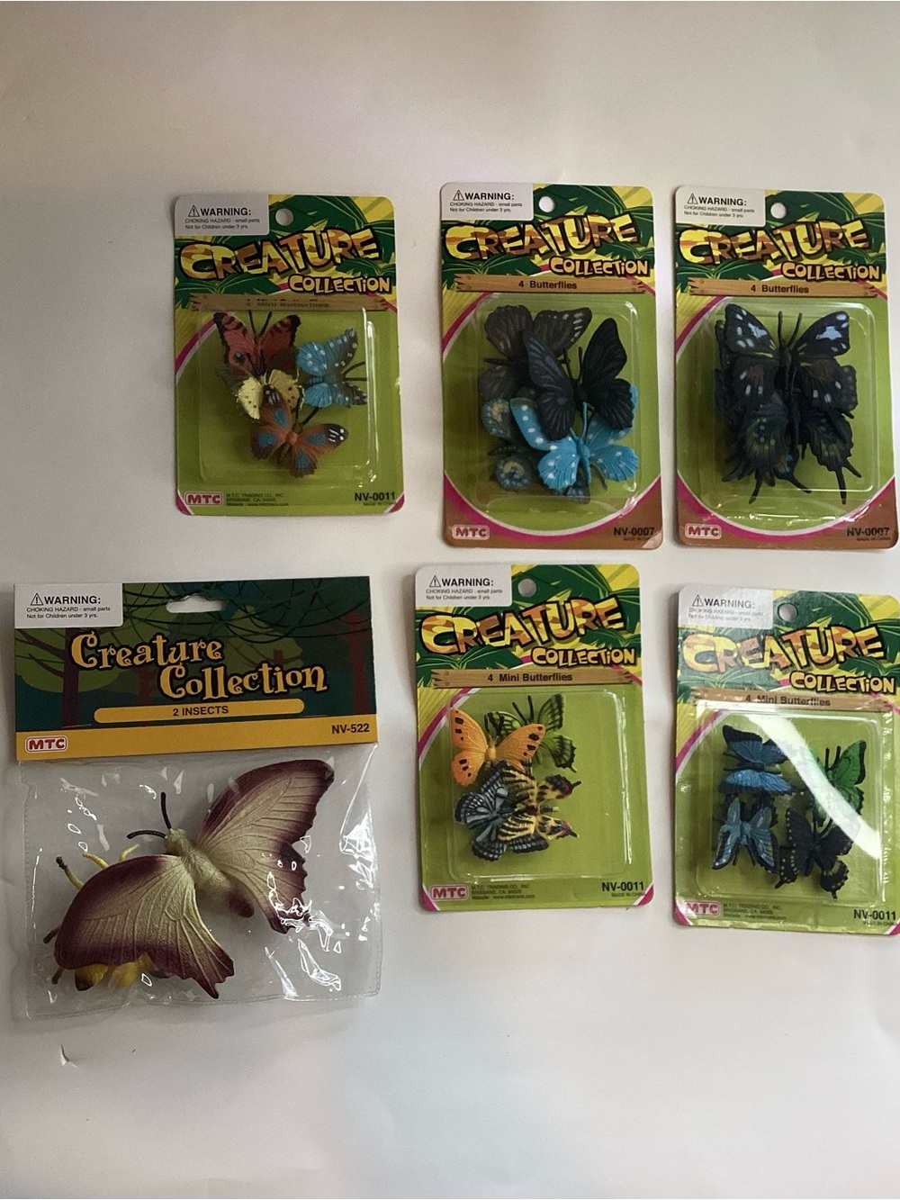 New Lot Of 6 Pack Of Creature Collection Butterflies Assorted Size & Colors 22